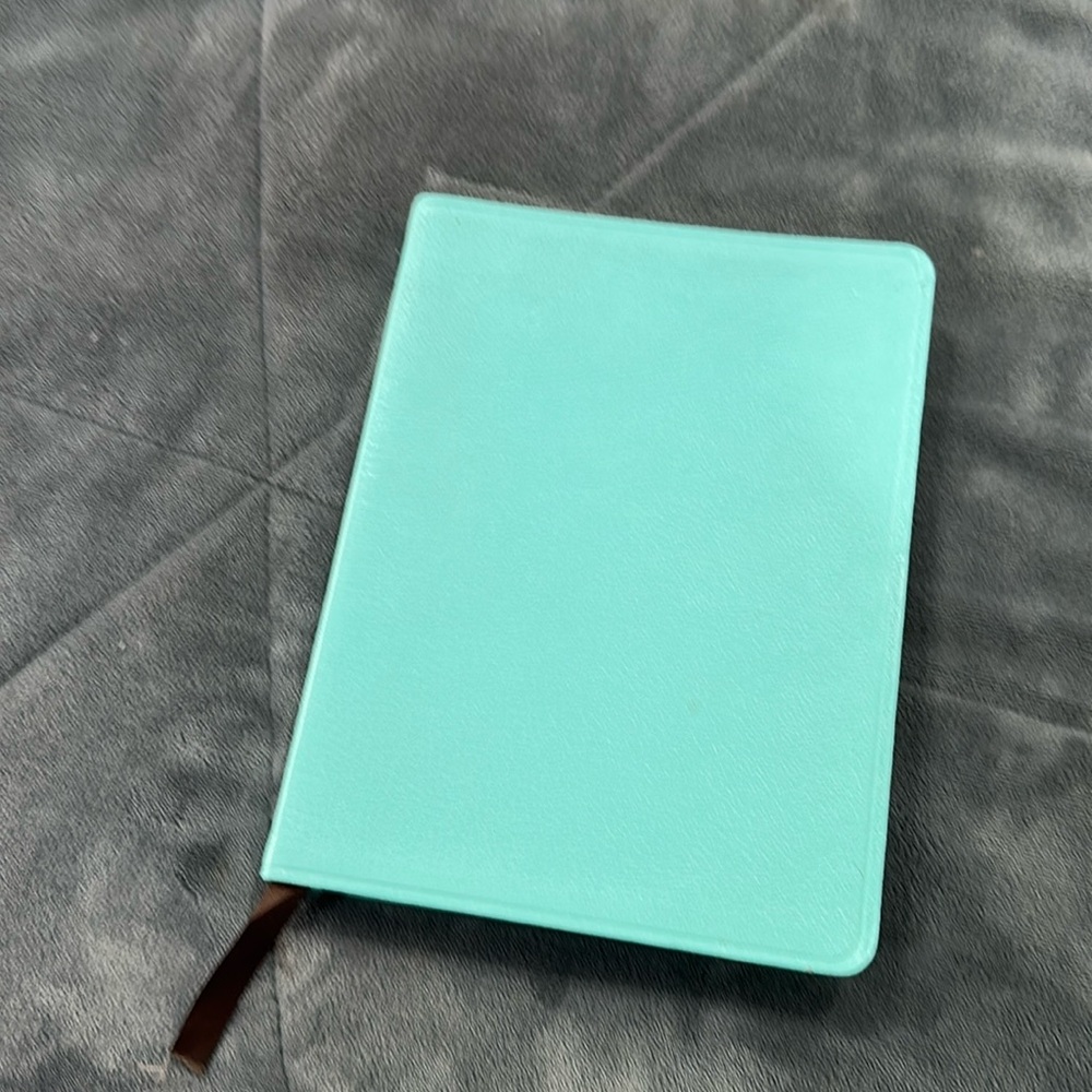Tiffany & Co. Leather cover journal, silver edging. Very good condition.